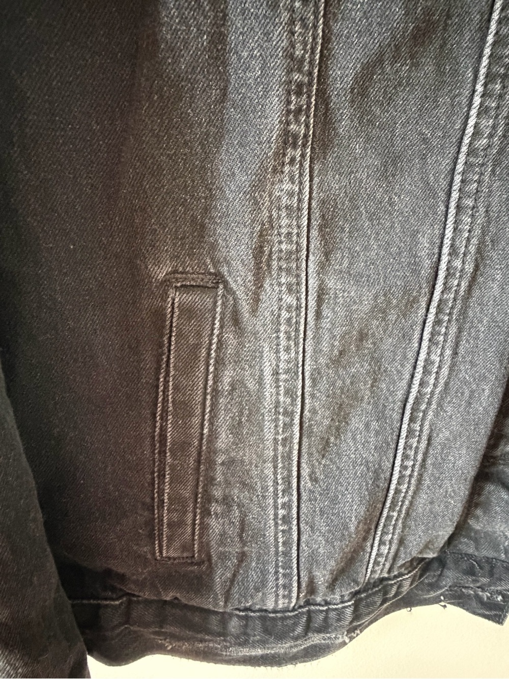 RISEN | Black Distressed Denim Trucker Jacket | Size Medium - Picture 8 of 10